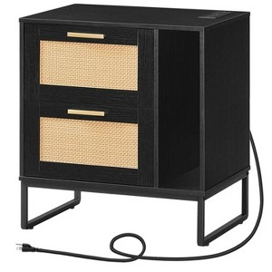 MaseiKar Nightstand, End Table with Charging Station, Side Table with Storage Compartment and 2 Drawers, Sofa Table with Decoration, for Bedroom - 1 of 4