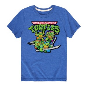 Boys' - Teenage Mutant Ninja Turtles - Gaming Group And Logo Short Sleeve Graphic T-Shirt - 1 of 4