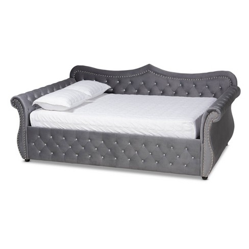 Baxton studio perry velvet upholstered deals and tufted daybed with trundle