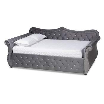 Abbie Velvet Fabric Upholstered Crystal Tufted Daybed - Baxton Studio