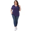 Agnes Orinda Women's Plus Size Pin Dots Notched V-Neck Dressy Trendy Fashion Casual Summer Blouses - 3 of 4