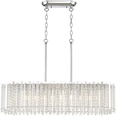 Mirabell Chrome 37" LED Island Pendant with Clear Crystal Droplets
