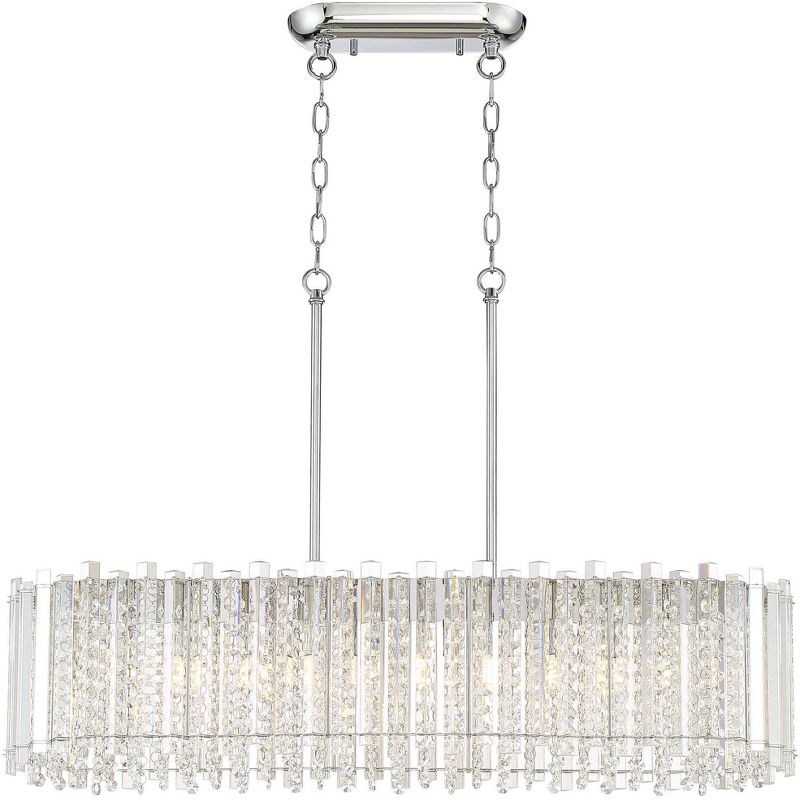 Possini Euro Design Mirabell Chrome Linear Island Pendant Chandelier 34" Wide Modern LED Clear Glass Crystal 6-Light Fixture for Dining Room Kitchen, 6 of 10