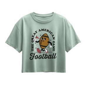 Girls' - Instant Message - Vintage Football Mascot Short Sleeve Boxy Graphic T-Shirt - 1 of 3