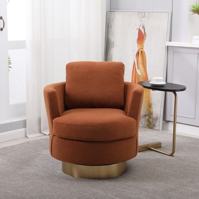 Teddy Swivel Chair With Smooth 360-Degree Golden Metal Swivel Base, Swivel Chairs Accent, Accent Chairs Swivel With Seat Cushion-Cuddlewood