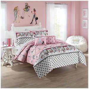 Pink Ooh La La Reversible Comforter Set (Twin) - Waverly Kids