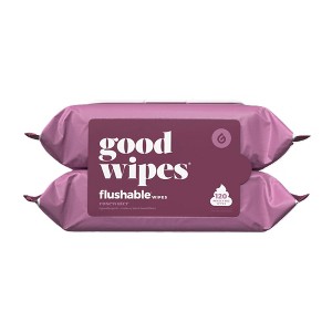 Goodwipes Rosewater Flushable Wipes - 2pk/60ct - 1 of 4