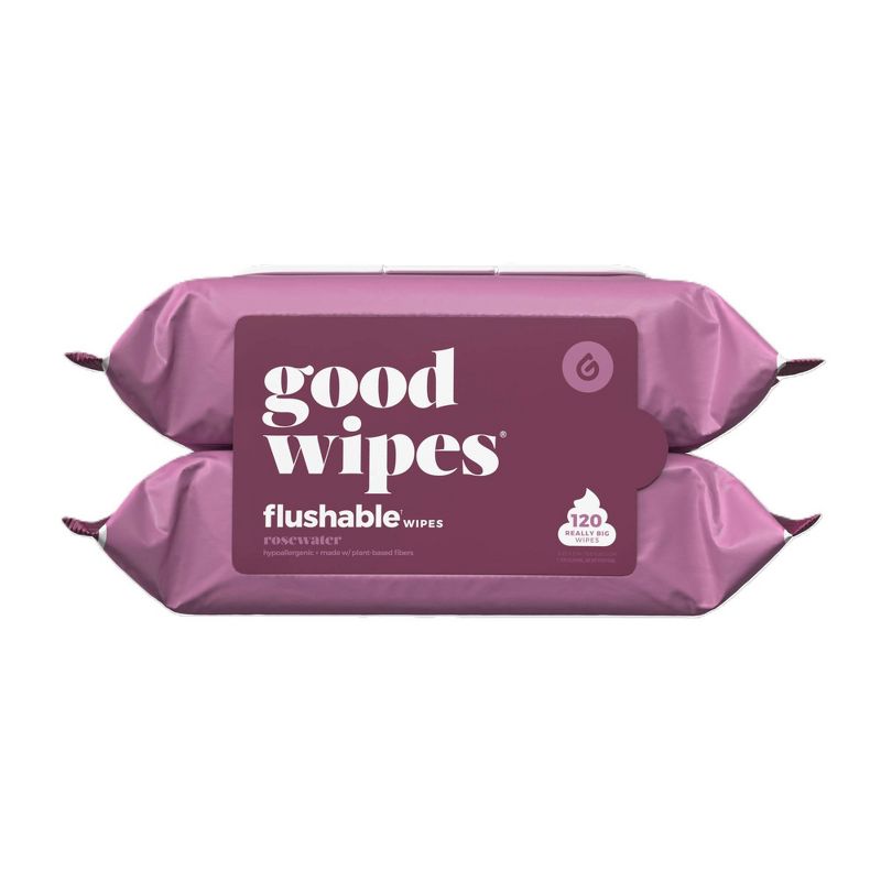 Goodwipes Rosewater Flushable Wipes - 2pk/60ct, 1 of 10