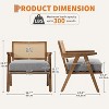 homfan Accent Chair Sturdy Wood Legs, Rattan Backrest & Beige Thick Linen Cushion - 2 of 4
