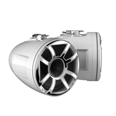 Wet Sounds REV 10 HD 10" Horn Loaded Compression Driver Tower Speakers with XS Grills & Swivel Surface Mounts, 300 Watts RMS, White, Pair