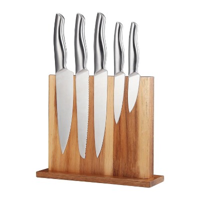 LunaLulinlk Powerful Magnetic Knife Block, Acacia Wood Double Side Magnet Kitchen Knife Holder Without Knives