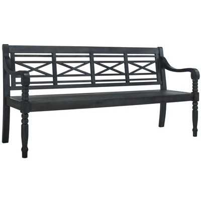 Karoo 70" Dark Slate Gray Acacia Wood Outdoor Bench