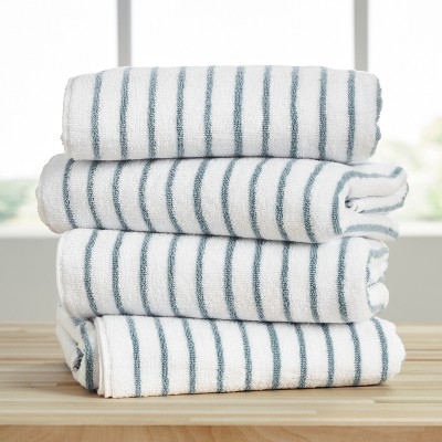 Cabana Stripe 100% Cotton Pool and Beach Towels - Pack of 2 or 4 - Oversized, Absorbent, Quick-Dry Towels - Becky Cameron