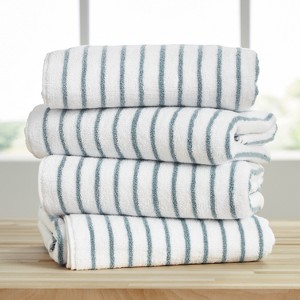 Cabana Stripe 100% Cotton Pool and Beach Towels - Pack of 2 or 4 - Oversized, Absorbent, Quick-Dry Towels - Becky Cameron - 1 of 4