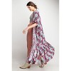 Slickblue Women's Maxi Open Cardigan, Ruffle Bottom, Hot Pink, Paisley Floral Print, 100% Rayon, Size S-L - 4 of 4