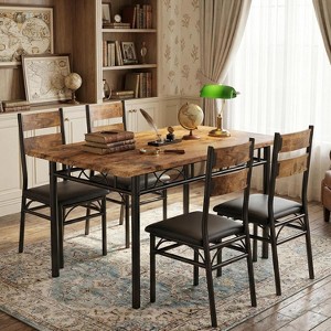 5 Piece Dining Table Set for 4, Rectangular Kitchen Dining Set with ...