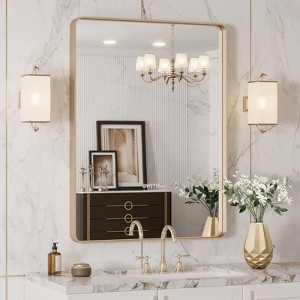Vynxaria 40x36 Inch Brushed Nickel Aluminum Frame Bathroom Mirror - 1 of 4