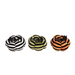 Transpac Plush Black Striped Pumpkin Set of 3 Halloween Home Decorations - 1 of 1