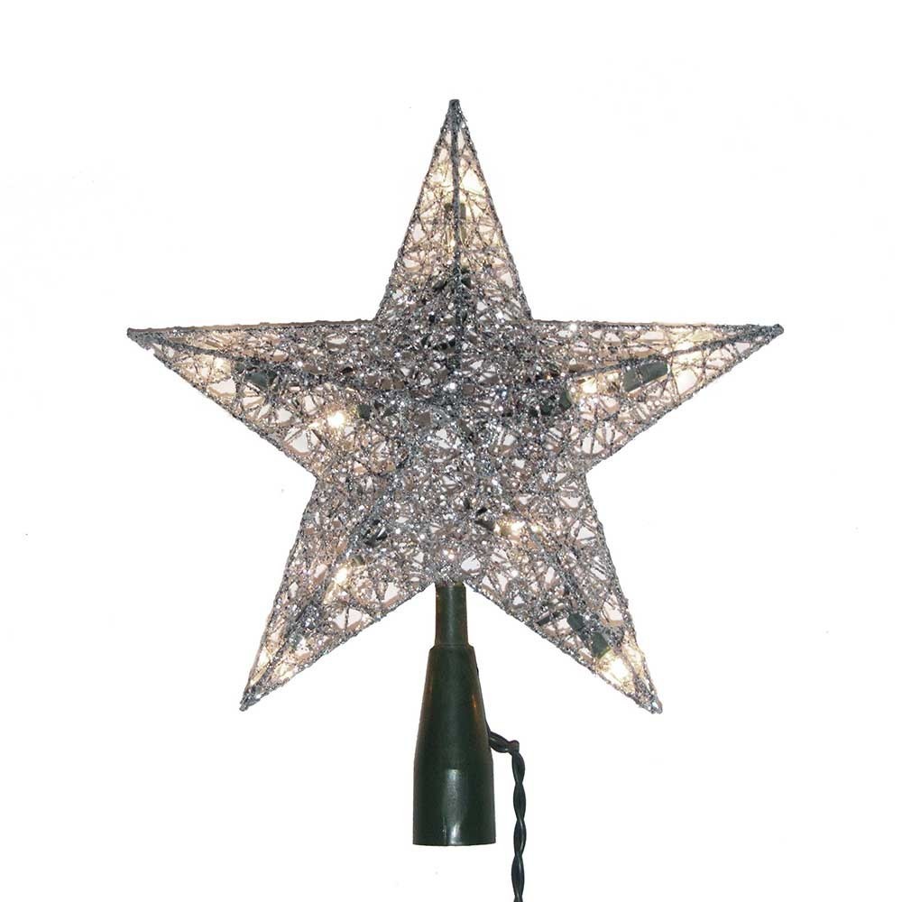 UPC 086131259692 product image for 8 10 Light 8 Point Multi-Colored Star Tree Topper, Silver | upcitemdb.com