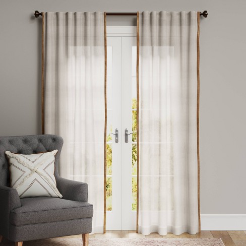 1pc Light Filtering Marlow Velvet Trim Window Curtain Panel - Threshold™ - image 1 of 4
