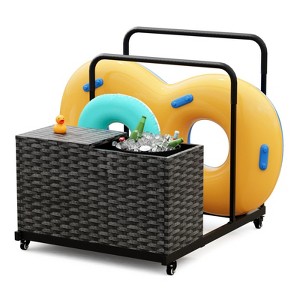 Maggift Wheelbarrows, Pool Cart with Wheels, Storage and Towel Rack, Storage Deck Box for Outdoor Patio Float,for patio, Black, 31.5"*39.4"*37.6" - 1 of 4