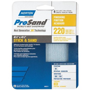 Norton ProSand 4-1/2 in. L X 4-1/2 in. W 220 Grit Aluminum Oxide Sanding Sheet 4 pk - 1 of 1