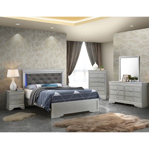 Queen Size Platform Bed with Upholstered Headboard for Bedroom - 1 of 4