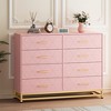 8 Drawer Double Dresser for Bedroom, Wooden Chest of Dressers with Golden Handles - 2 of 4