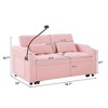 Racxily Foldable Double Seat Recliner,Comfortable Velvet Pull-Out Sleeper Sofa Bed with Side Pockets,USB Port,Swivel Phone Stand - 3 of 4
