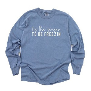 Simply Sage Market Women's Tis The Season To Be Freezin Long Sleeve Garment Dyed Tee - 1 of 4