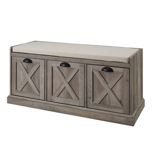 42 Modern Farmhouse Entryway Storage Bench - Grey Wash