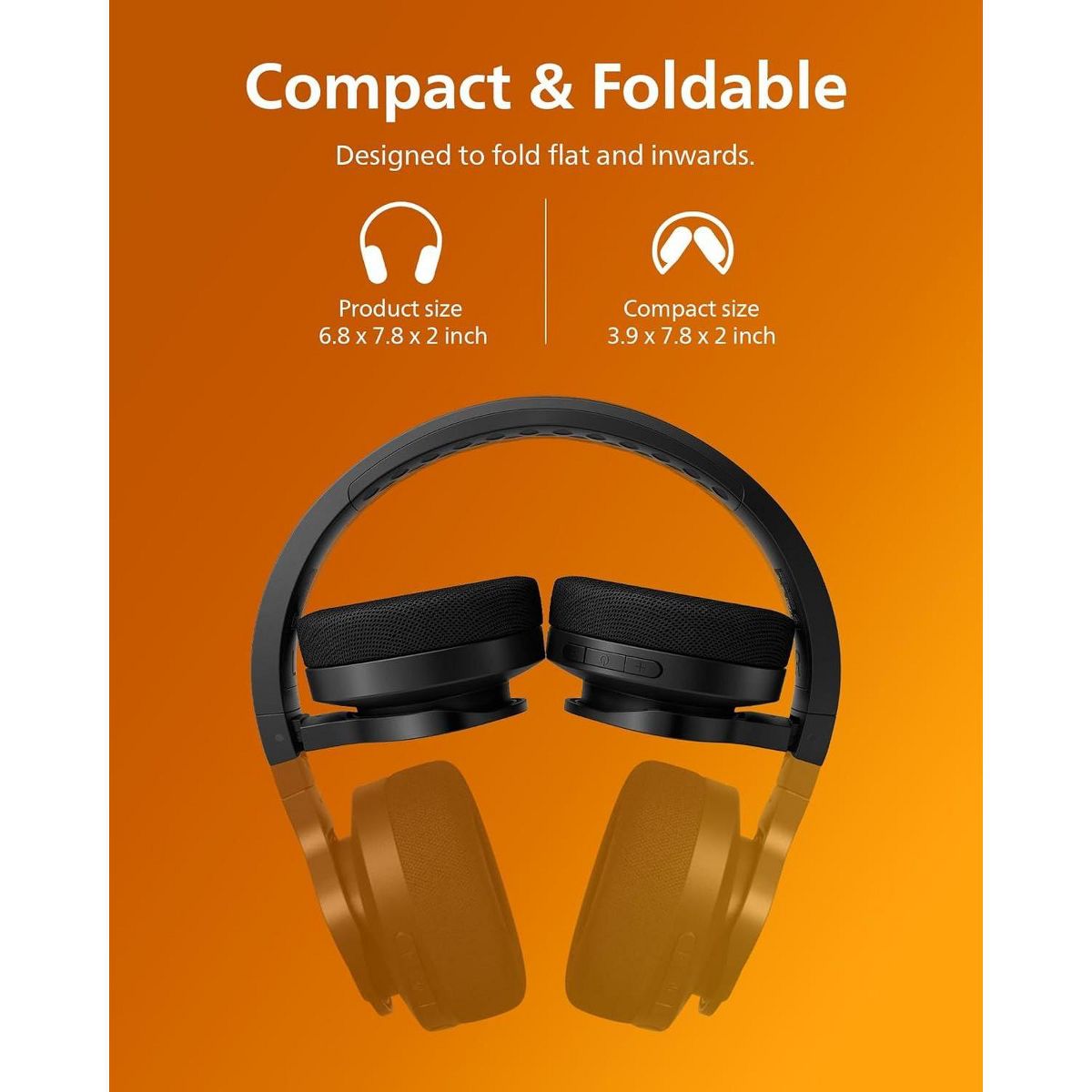 PHILIPS A4216 Wireless Over-Ear Bluetooth Headphones – Powerful Bass, 40mm Drivers, Fast Charging, IP55, Cooling Washable Ear Cups, Black - thumbnail 5