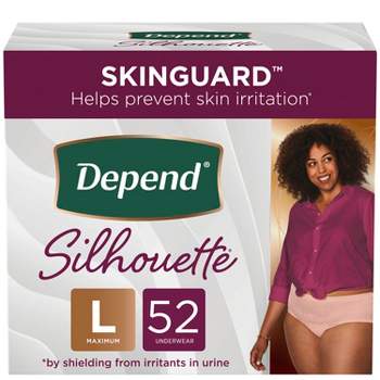 Depend Silhouette Incontinence & Postpartum Underwear for Women - Maximum Absorbency - L - Pink - 52ct