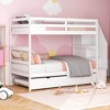 Tangkula Twin over Twin Wooden Bunk Bed w/ Trundle Storage Stairs Convertible - 3 of 4