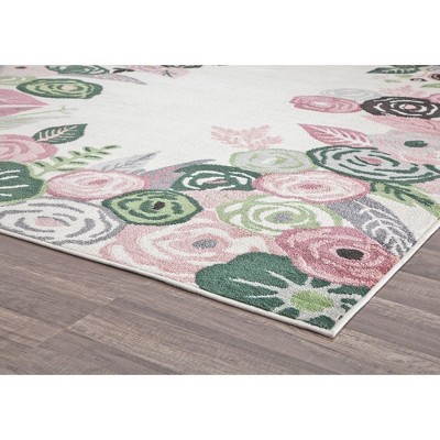 Royal Blossom Pink Ivory Beige 9' x 12' Floral Synthetic Rug