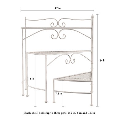 Antique White 3-Tier Wrought Iron Plant Stand
