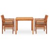 vidaXL 3 Piece Patio Dining Set with Cushions Solid Acacia Wood - 2 of 4