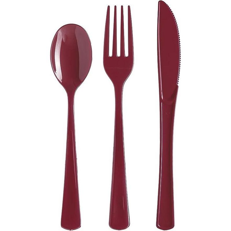 Exquisite Solid Color Plastic Utensil Cutlery Set Forks Spoons Knives- 150 Pack, 1 of 7