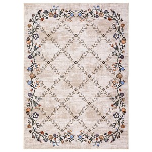 Washable Modern Floral Print Area Rugs for Living Room Bedroom, Indoor Farmhouse Home Decor Carpet for Dining Room Office - 1 of 4