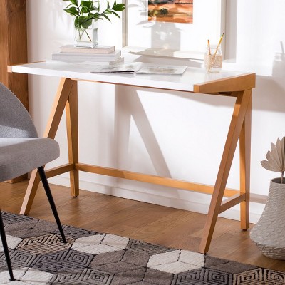 Ripley 46'' Oak and White Industrial Farmhouse Writing Desk