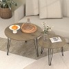 KTMBDW 2-Piece Round Nesting Coffee Table Side Table, End Tables for Living Room, Faux Marble Wooden Table Accent Coffee Table with Metal Base. - 4 of 4