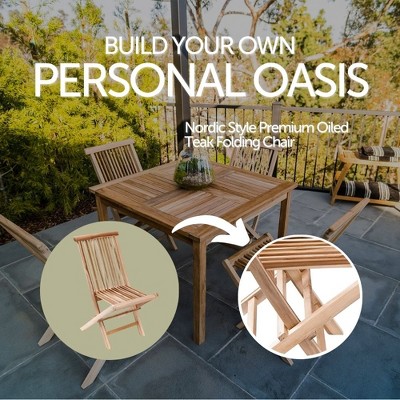 Nordic Teak Brown Armless Folding Patio Chair