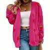 Women's Plus Size Cardigan Soft Print Long Sleeve Open Front Knit Sweaters - 3 of 4