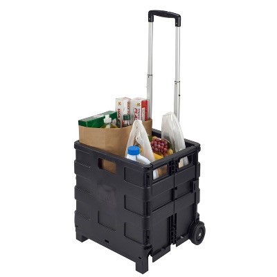 Black Collapsible Utility Cart with Extendable Handle