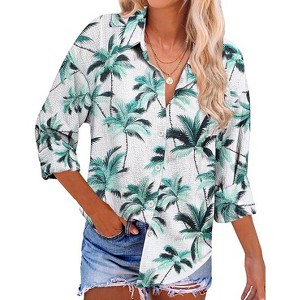 Zeagoo Womens Cotton Button Down Shirts Long Sleeve V Neck Collared Tops Work Office Blouse Shirt 2025 L - 1 of 3