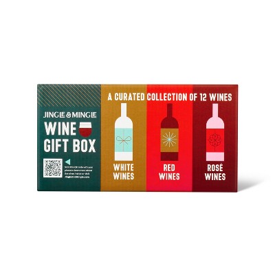 Jingle & Mingle Wine Holiday Advent Calendar Gift Box Set - 12ct/187ml Bottles