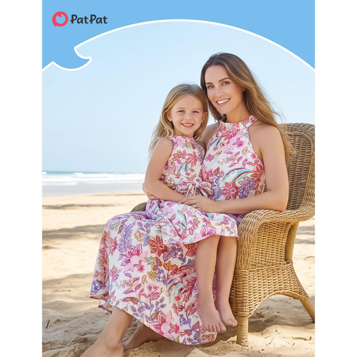 PATPAT Tropical Palm Family Matching Sets Mom and Me Printed Midi Dresses - thumbnail 5