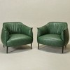 KINWELL 33" Wide Faux Vegan Leather Upholstery Barrel Chair with Metal Legs, Set of 2 - 2 of 4