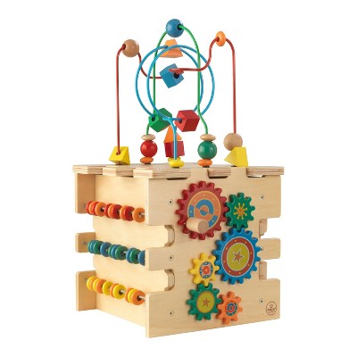 childs wooden activity cube