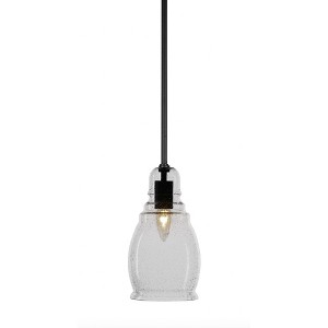 Toltec Lighting Palisade 1 - Light Pendant in  Matte Black with 6" Clear Bubble Shade - 1 of 1